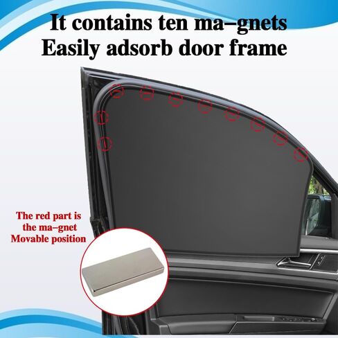 Car Side Window Sun Shade, Magnetic Window Sunshades Privacy Curtains, Strong-Light Blocking&UV Protection Car Window Covers, Universal Car Accessories for Car Camping, Sleeping (Black) in Saudi Arabia