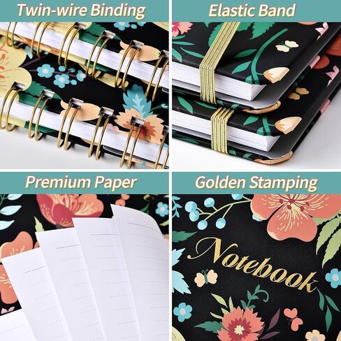 Spiral Notebook – Spiral Journal for Women with Premium Thick Paper, 6" x 8.3", Hardcover Ruled Journal/Notebook with Back Pocket + Banded - Floral in Kuwait