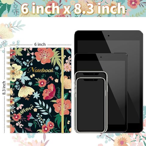 Spiral Notebook – Spiral Journal for Women with Premium Thick Paper, 6" x 8.3", Hardcover Ruled Journal/Notebook with Back Pocket + Banded - Floral in Kuwait