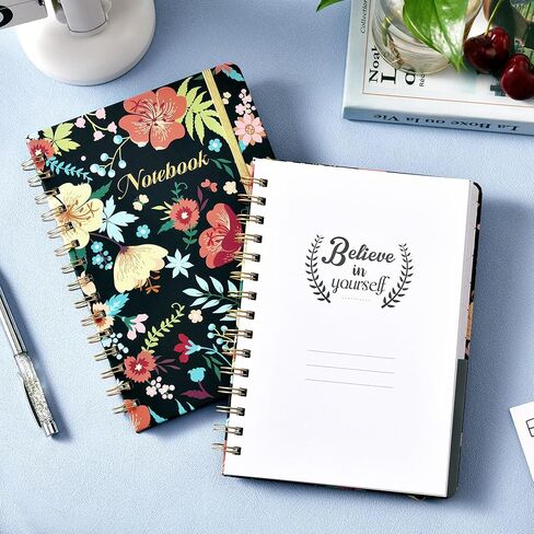 Spiral Notebook – Spiral Journal for Women with Premium Thick Paper, 6" x 8.3", Hardcover Ruled Journal/Notebook with Back Pocket + Banded - Floral in Kuwait