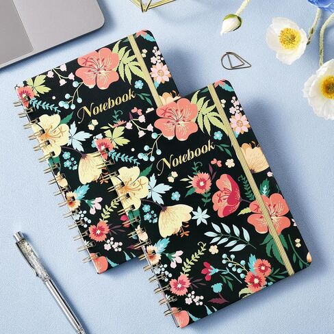 Spiral Notebook – Spiral Journal for Women with Premium Thick Paper, 6" x 8.3", Hardcover Ruled Journal/Notebook with Back Pocket + Banded - Floral in Kuwait