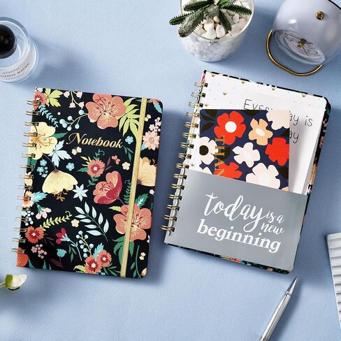 Spiral Notebook – Spiral Journal for Women with Premium Thick Paper, 6" x 8.3", Hardcover Ruled Journal/Notebook with Back Pocket + Banded - Floral in Kuwait