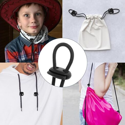 50 Pcs Plastic Cord Locks and 66 Feet Elastic Cord Double Hole Spring Toggles Stoppers Cord Lock Fastener Slider for Shoelaces Hat Straps Bag Straps in Saudi Arabia