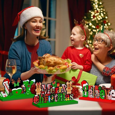 الماوس زينة عيد الميلاد الجدول محور 4pcs الزنجبيل عيد الميلاد حزب زينة علامات خشبية عيد ميلاد سعيد الجدول توبر علامات صور الدعامة لعطلات عيد الميلاد الطبقات صينية ديكور in Kuwait