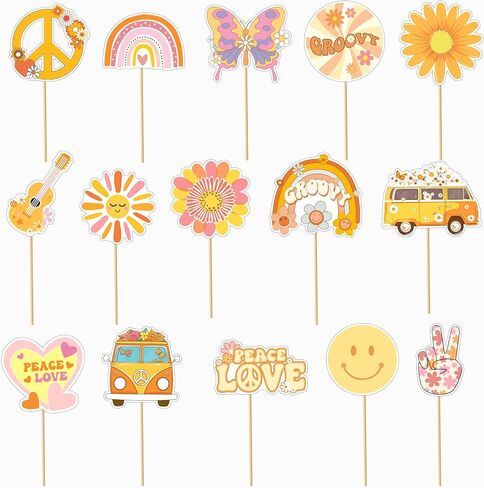 Groovy Centerpieces Sticks Set of 30, Groovy Birthday Party Decorations, Groovy Retro Hippie Party Supplies, Groovy Table Decorations, Great for Groovy Theme Baby Shower, Kids Birthday Party in Saudi Arabia