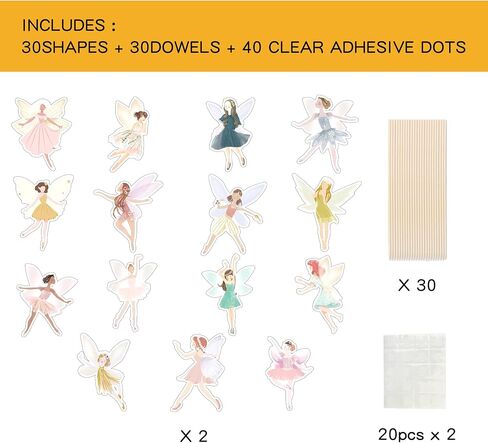 Fairy Centerpieces Sticks Set of 30, Fairy Birthday Party Decorations, Fairy Tables Decorations, Fairy Party Supplies, Great for Fairy Theme Baby Shower, Kids Birthday Party in Saudi Arabia