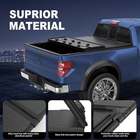 غطاء تونيو للشاحنة ثلاثي الطي بطول 5.5 قدم متوافق مع 2004 2005 2006 2007 2008 Ford F150 F-150 (باستثناء تراث 2004) Styleside 3 أضعاف على غطاء سرير الشاحنة العلوي in Saudi Arabia