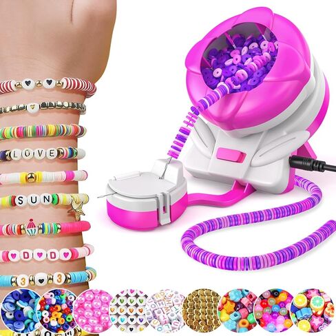 Electric Bead Spinner, Clay Beads Spinner for Jewelry Making, Bracelet Making with 3 Needles, Seed Bead Bowl Spinner Kit for Bracelets Necklaces Waist Beads, Gift for Girls in Saudi Arabia