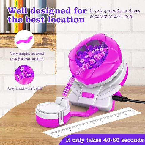 Electric Bead Spinner, Clay Beads Spinner for Jewelry Making, Bracelet Making with 3 Needles, Seed Bead Bowl Spinner Kit for Bracelets Necklaces Waist Beads, Gift for Girls in Saudi Arabia
