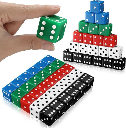 Poen 30 قطعة 25 مم نرد جامبو كبير غير شفاف 6 جوانب نرد غير شفاف أكريليك نرد جامبو بالجملة D6 نرد للتعليم، ألعاب الطاولة، لعبة النردات، الحفلات (أسود) in Saudi Arabia