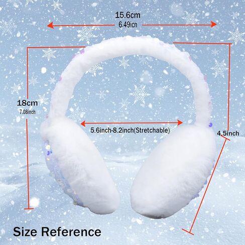 Winter Ear Muffs Gloves Set for Kids with Adjustable Sequins Shiny Fluffy Warm Earmuffs for Kids Outdoor Cold Weather in Kuwait