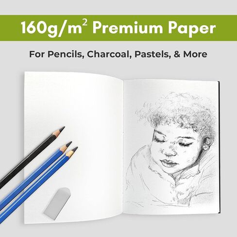 دفتر رسم كانتو سيتي A4 (210 × 297 مم) كتاب رسم للفنانين من الدرجة الاحترافية مع ورق رسم 160 جم/م2 - غلاف أسود، مثالي للوسائط الجافة ودفتر الطلاء، مثالي للوازم الفنية والمدرسية in Saudi Arabia