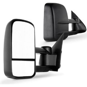 SCITOO Towing Mirrors fit 1997-2003 for Ford for F-150 1997-1999 for Ford for F250 Standard Extended Cab (Not fit 4 Doors Crew Cab Models) Black Power Adjusted Pair Set Mirrors