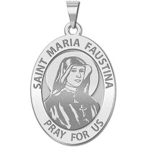 PicturesOnGold.com Saint Faustina Religious Medal - 1/2 Inch X 2/3 Inch - Sterling Silver