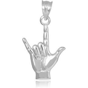 Claddagh Gold 925 Sterling Silver I Love You Hand Sign Language Charm Pendant