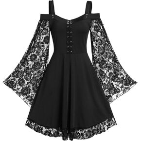Gothic Dresses for Women Medieval Renaissance Costumes Plus Size Halloween Vampire Witch Dress Fairy Steampunk Clothes