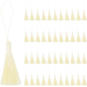 uxcell 45Pcs Mini Silky Bookmark Tassels, Handmade Soft Floss Craft Tassels with Loop, Small Tassel for Jewelry Making, Keychain, Souvenir, Graduation, Clothing Sewing, Wine Red