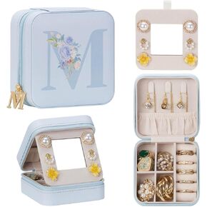 Travel Jewelry Box for Girls: Traveling Jewelry Case Gift for Women - Mini Organizer for Necklaces Earrings White S