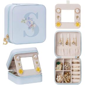 Travel Jewelry Box for Girls: Traveling Jewelry Case Gift for Women - Mini Organizer for Necklaces Earrings White S
