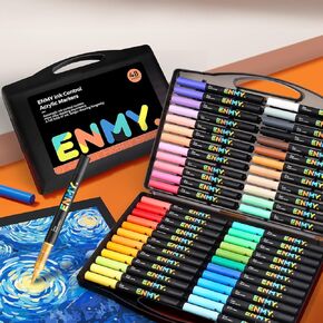 ENMY 48 Colors Direct Liquid Acrylic Paint Pens, Acrylic Paint Markers, Fabric Markers for Textile, Canvas, Rock, Glass, Wood, Paper, DIY, Paint Markers for DIY Craft Supplies