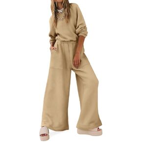 Yousify Women Trendy Rompers 2024 Fall Wide Leg Long Sleeve Jumpsuits Casual Sweatshirt One-Piece Outfit Backless Cutout