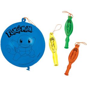 Assorted Colors Pokemon Punch Latex Balloons - Pack of 4 (6.5" x 2.75" Deflated Size) - Perfect for Parties & Celebrations
