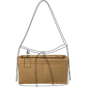 Lckaey tote Organizer Insert for Handbags&Tote Felt Bag for carryall golf cart parts bag Y076Coffee-L