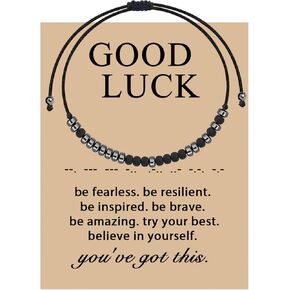 MAOFAED Good Luck Morse Code Bracelet For Men Women, Good Luck Motivational Gift, Wish Bracelet