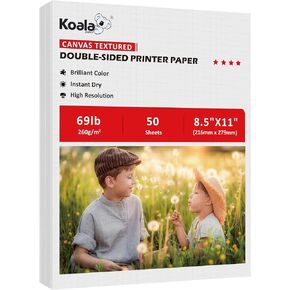 Koala Thick Canvas Textured Double-sided Printer Paper 8.5X11 69LB 50sheets 260GSM Heavyweight Compatible with Inkjet and Laser Printer