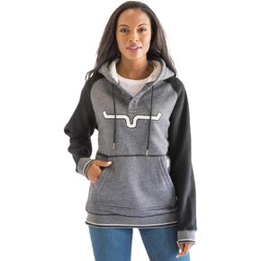 Kimes Ranch Women's Amigo Hoodie Horns Logo Button Front Placket