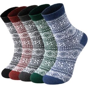 Premillow Wool Socks for Women - Winter Warm Vintage Socks, Men Thermal Wool Socks, Boot Hiking Socks
