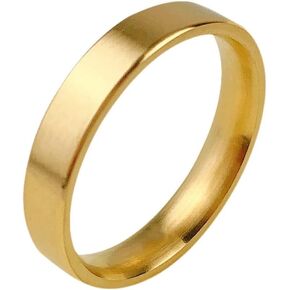 ENDLESSNESS & ETERNITY 4mm 14K Gold Plated Matt Finish Wedding Band Comfort Fit for Women Engagement Promise Ring Stackable Ring