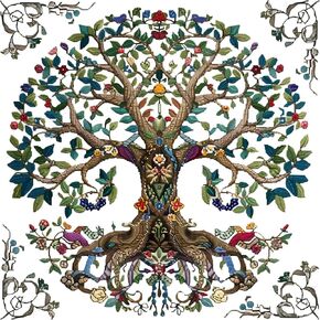 Xinpinzhou Tree 11ct Cross Stitch Kits, 11 CT Funny Pre Printed Counted Stamped Cross Stitch Embroidery Needlepoint Needlework Patterns Kits for Beginners Adults Crossstitch 40x40 cm