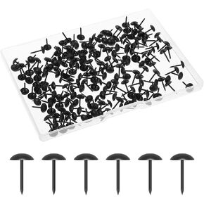 200 Pcs Black Upholstery Tacks Antique Metal Thumb Tacks Decorative Furniture Tacks Round Head Upholstery Pins, Vintage Thumb Tacks, for DIY Project Furniture Sofa Chair Bed, 7 x 13mm, Black