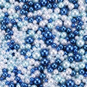 uxcell 900Pcs Faux Pearl for Crafting, 3-8mm No Hole ABS Round Pearls for Vase Fillers, Jewelry Making, Vase Filler, Cosmetic Boxes, DIY Parts, Table Scatter, Home Decoration, Mixed Blue