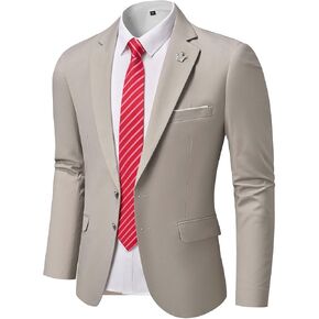 MrSure Men's Casual Blazer Slim Fit Two Buttons Suit Jackt, Lightweight Sport Coats for Daily