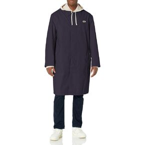 Lacoste Men's Long Sleeve Front Pocket Trench Coat, Abysm, Small/Medium