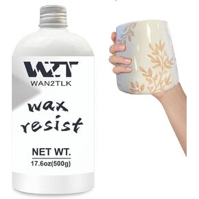 500g Wax Resist for Pottery Glaze, Tracing Patterns on Pottery with Wax Resist, After Firing at High Temperatures, The Wax Seal Will Melt Away to Reveal a Pattern in The Original Color of The Pottery