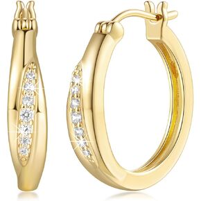 Gold Hoop Earrings 14K Gold Hoop Earrings for Women CZ Gold Earrings for Women Dazzling Gold Hoops Earrings Jewelry Gifts for Women 20mm/26mm
