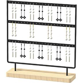 Byken 3 Tier Earring Holder,Ear Stud Organizer,Jewelry Display Stand for Selling（Black）