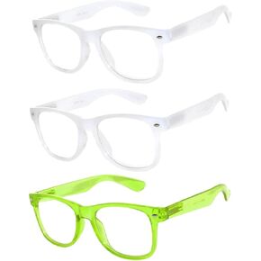 OWL 3 Pack Kids Glow In The Dark Glasses, UV Protected Clear Lens Girls Boys Play Glasses, Plastic Frame Toddler Fun Glasses