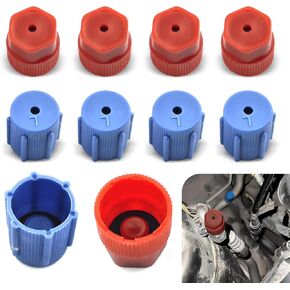 10 Pack Car Low Side High Side Air Conditioning Cover Accessories, Low Side High Side Seal Cover Parts, Universal Vehicle Air Conditioning Service for Most Cars (Blue & Red)