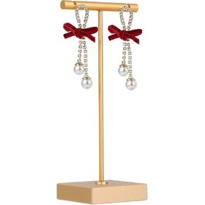 GemeShou Black earring T Stand, Metal Earring Display stand for selling, Small Jewelry earring storage organizer, Mini earring holder for online Photography Props【Black-Square Base Height 5.1 inch】