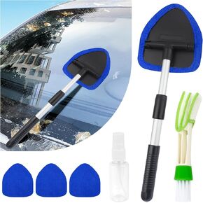 OFBAND Car Windshield Cleaner with Car Detail Brush & Soft Cloth,Stretchable Exterior/Interior Windshield Cleaning Tool,Car Essentials Car Cleaning Kit Window Cleaner Tool