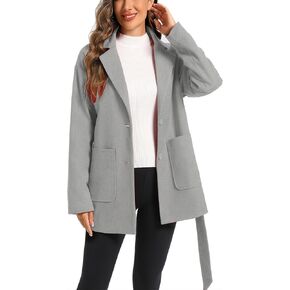 TONCHENGSD Women's Notch Lapel Single Breasted Belted Mid Long Outwear Winter Coat