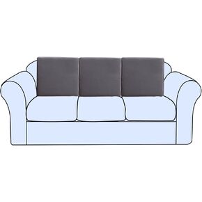 Couch Cushion Covers Individual Thicker and Softer Dralon Fabric Sofa Cushion Covers, Large Super Stretch Couch Seat Covers Couch Slipcovers for Sectional Sofa (3PC, Grey)