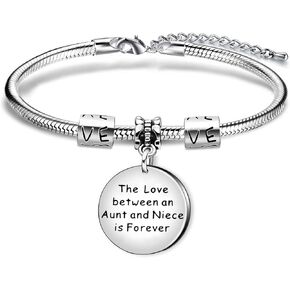 AGR8T Aunt Niece Charm Bracelet Birthday Aunt Jewelry Gifts - The Love Between Aunt and Niece is Forever