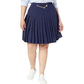 Lauren Ralph Lauren Plus Size Pleated Georgette Skirt French Navy 16W