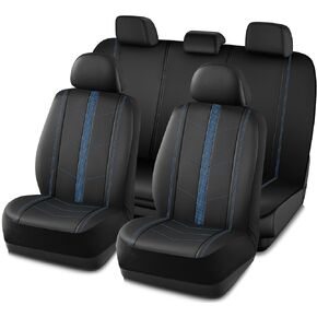 Road Comforts Car Seat Covers,Full Set Seat Covers, Leather Low Back Auto Seat Covers Waterproof Automotive Seat Covers, Airbag Compatible, Universal Fit for Most Cars Red Color
