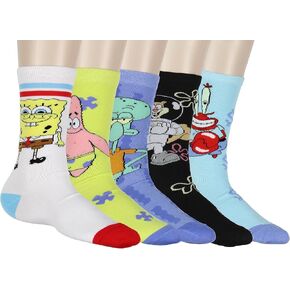 Nickelodeon Socks Spongebob SquarePants Socks Men's Socks Bikini Bottom Bunch 5-Pair Adult Crew Socks